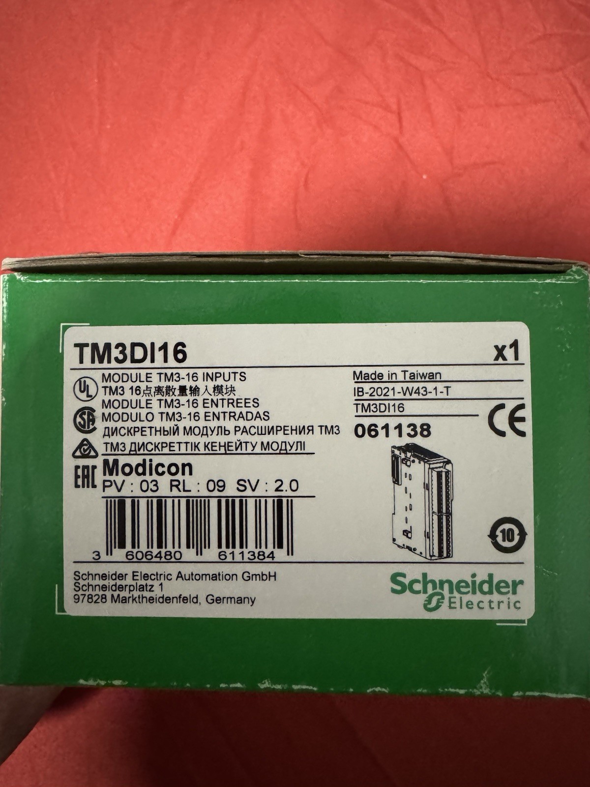 SCHNEIDER Modicon TM3DI16 discrete input module 16 inputs 24V DC