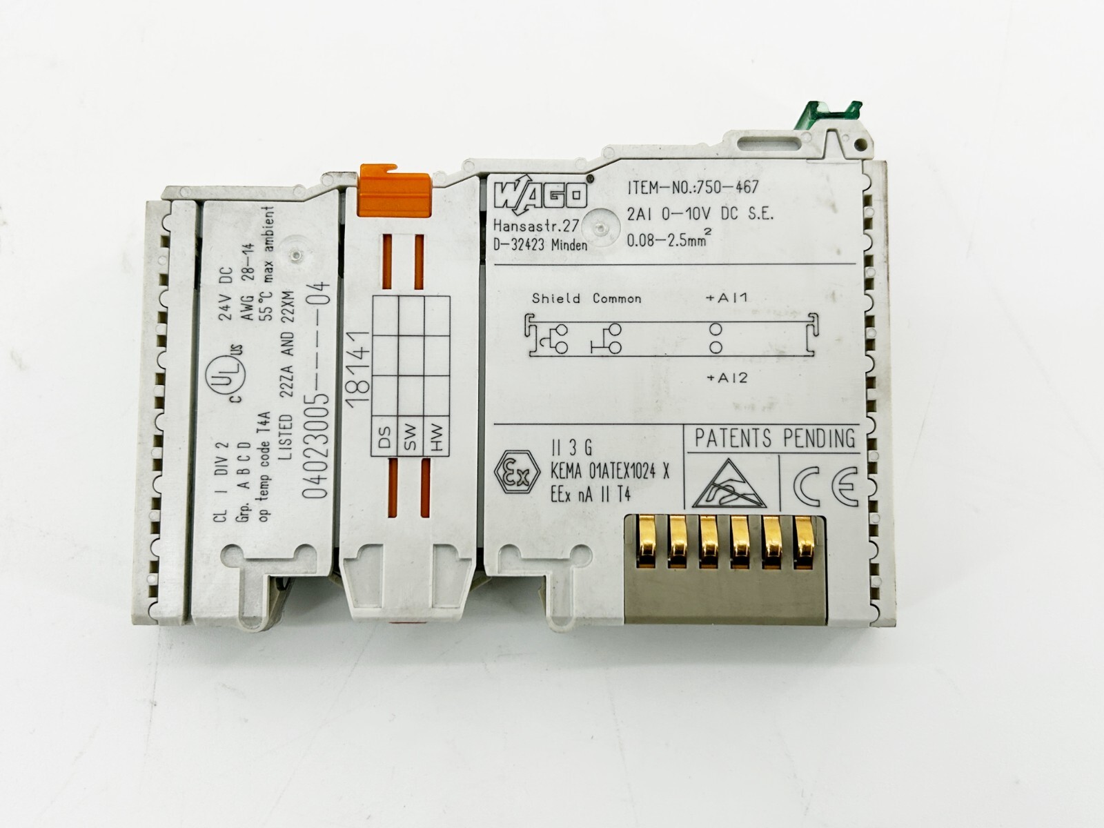 New Wago 750-467 Analog Input Module Single Ended 2 Channel 35V