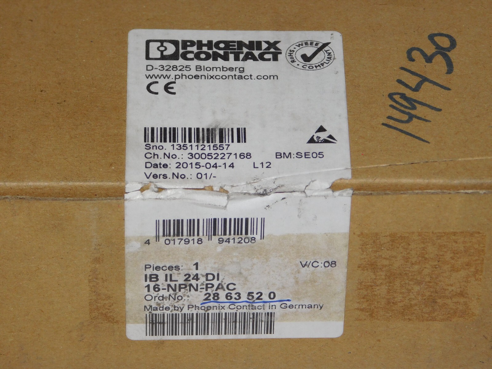 New Phoenix Contact 2863520 IB IL 24 DI 16-NPN-PAC Digital Module Unit in Box