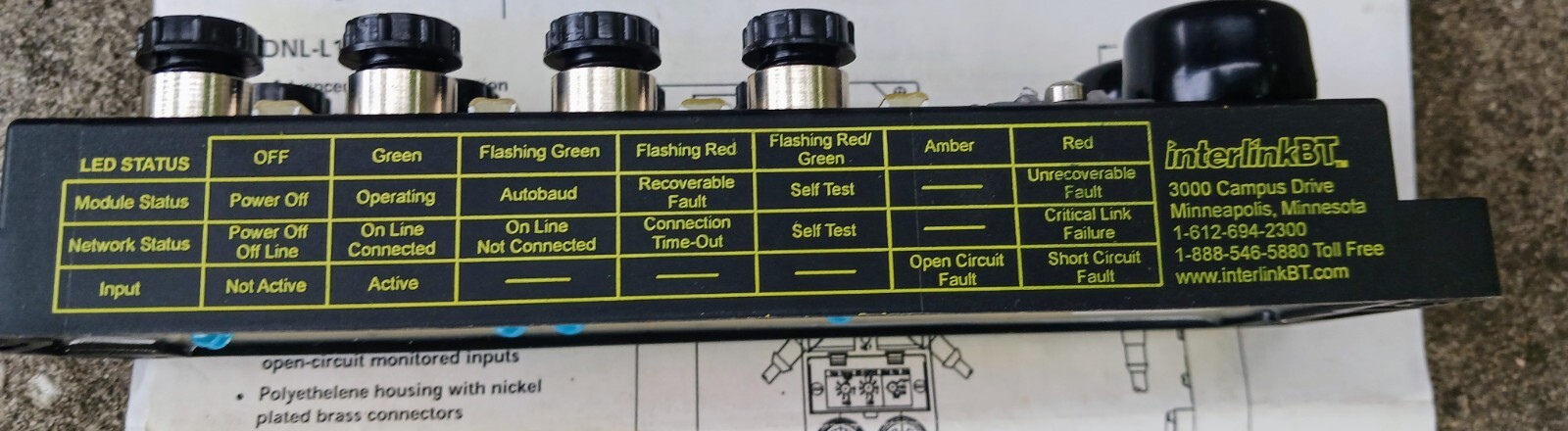 Turck Interlink BT Bus Stop DeviceNet Network Station Module FDNL-L1600-T