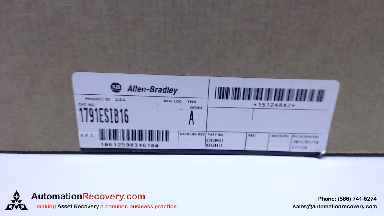 ALLEN BRADLEY 1791ES-IB16 SER A, GUARD I/O 16 PT DIGITAL INPUT MODULE, N #330106