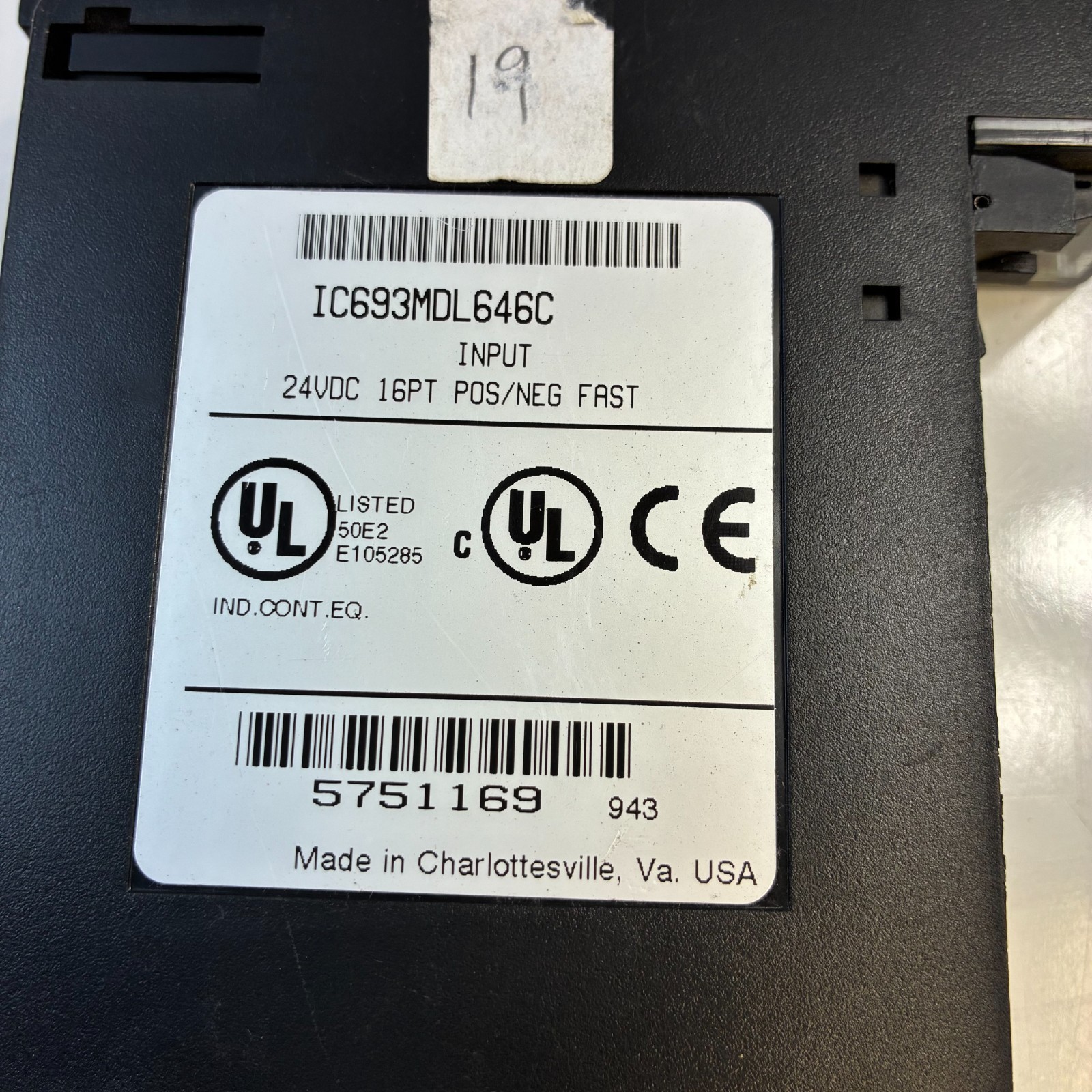 GE FANUC IC693MDL646C PLC Input Module 16-Point POS/NEG Logic 24VDC