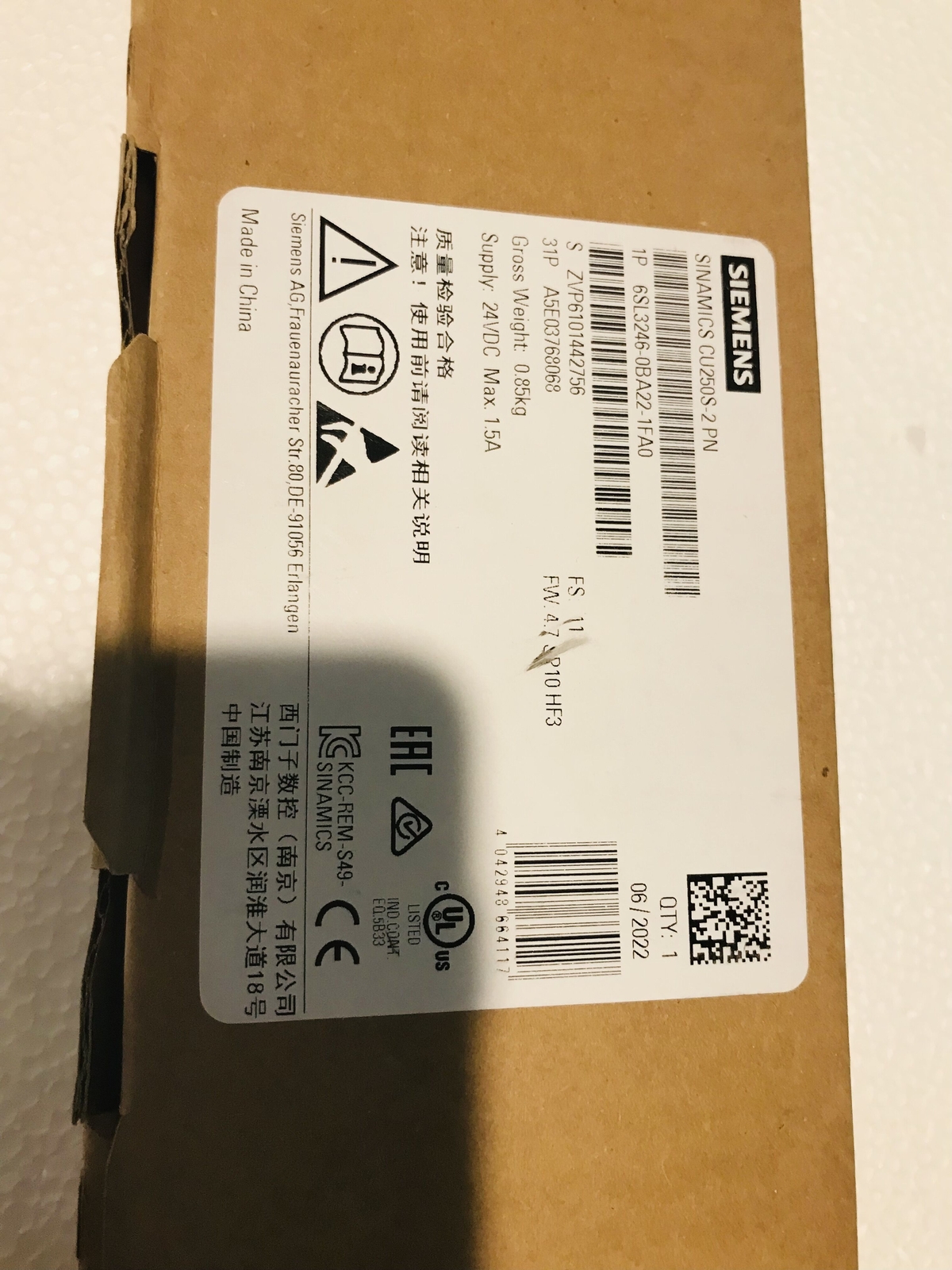 1PC Siemens SINAMICS Power Controller 6SL3246-0BA22-1FA0 In stock Fast shipping