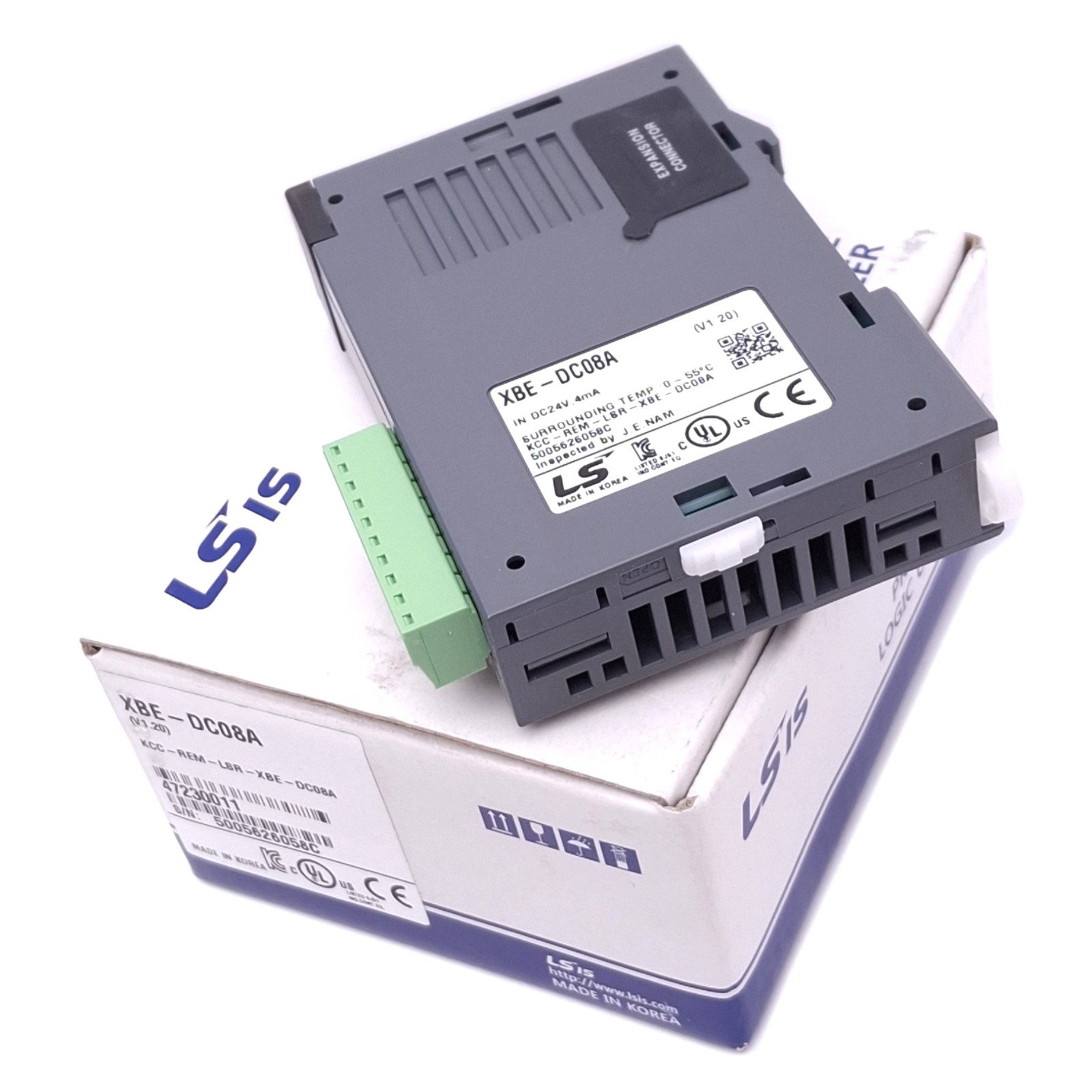 LS Electric XBE-DC08A PLC Digital DC Input Module, 8-Point 24VDC 4mA, DIN Rail