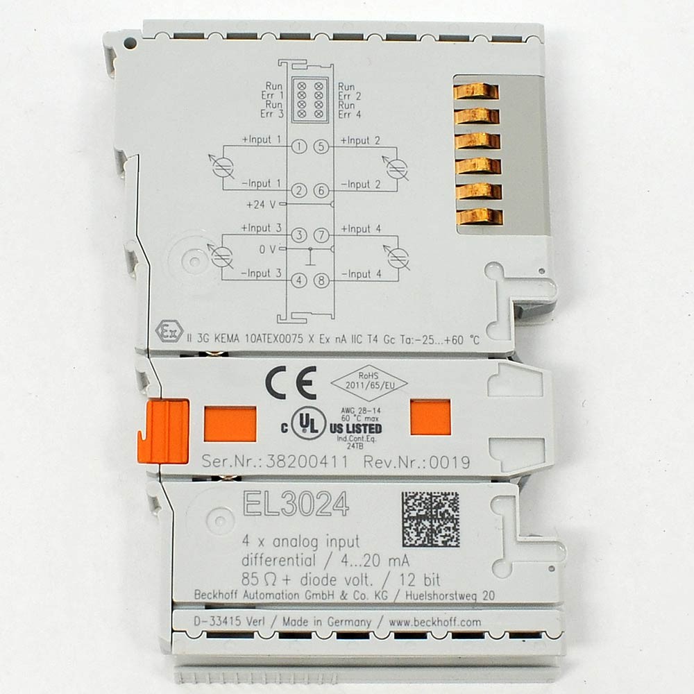 Beckhoff EL3024 EtherCAT 4-20mA Analog Input Terminal Module 4-Channels