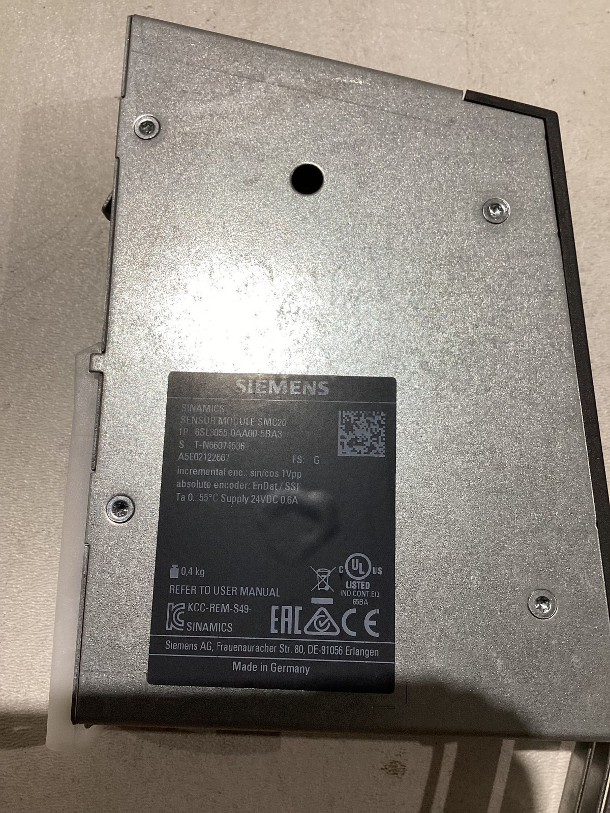 SIEMENS 6SL3055-0AA00-5BA3 S120 SMC20 SENSOR MODULE USED