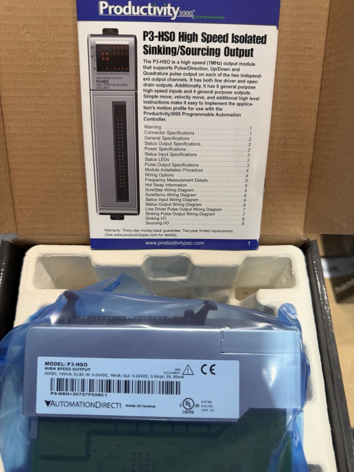 Automation Direct P2-HSO Pulse Output Module
