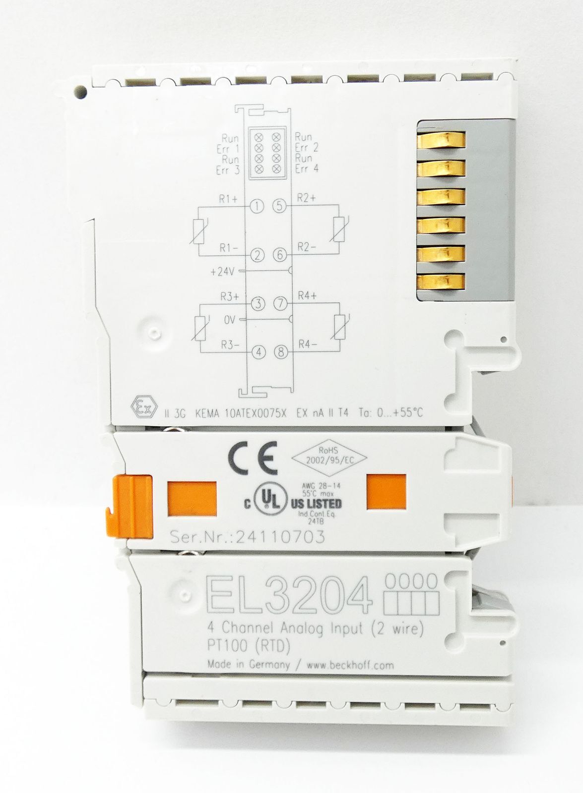 Beckhoff EL3204 EtherCat Terminal 4 Channel Analog Input (2 wire) PT100 -used-