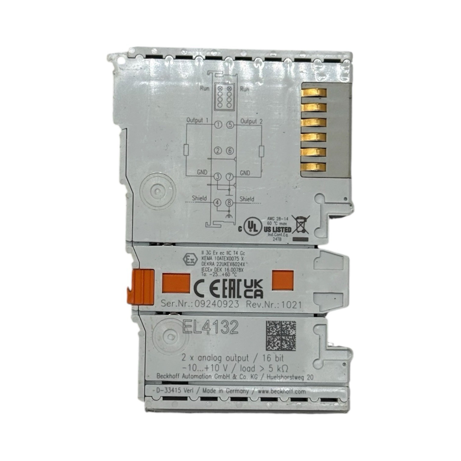 Beckhoff EL4132 EtherCAT 2-Channel Analog Output Terminal EL 4132