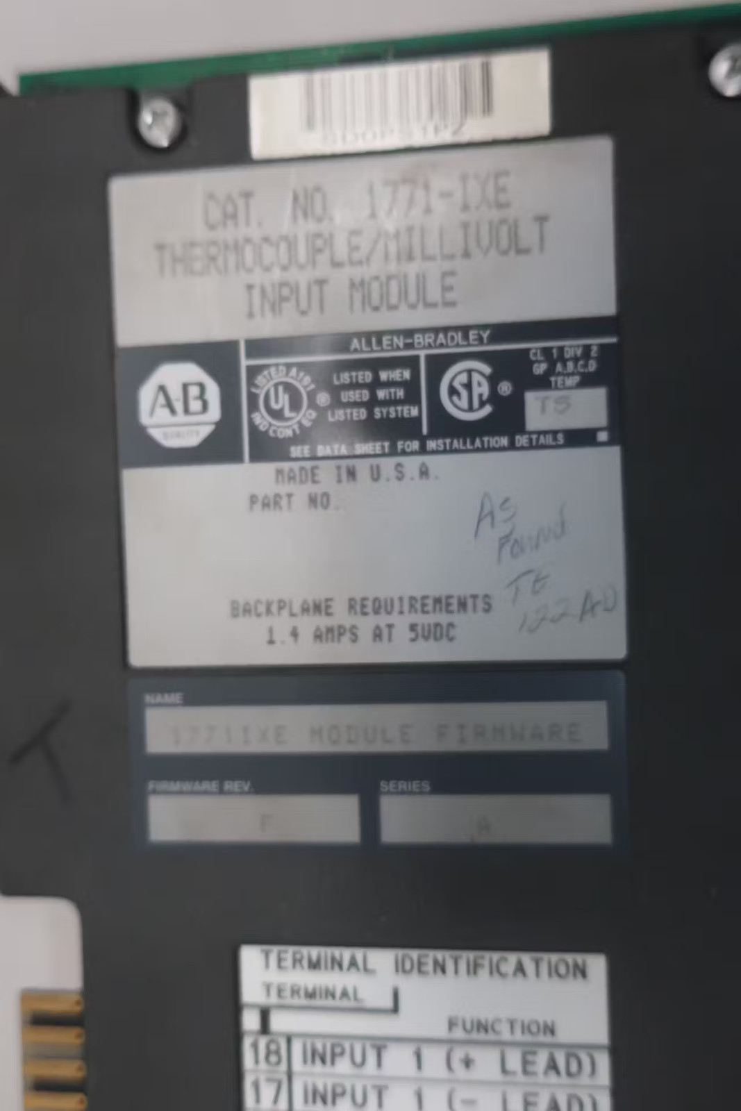 Allen Bradley 1771-IXE Input Module Ser A