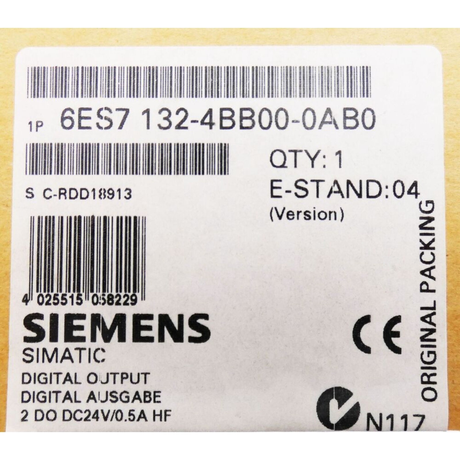 New Siemens 6ES7132-4BB00-0AB0 6ES71324BB000AB0 SIMATIC DP 5 ELECTRON MODULES