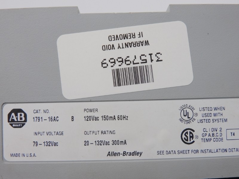 ALLEN BRADLEY 1791-16AC SER. B 79-132VAC (NO DOOR) UNMP