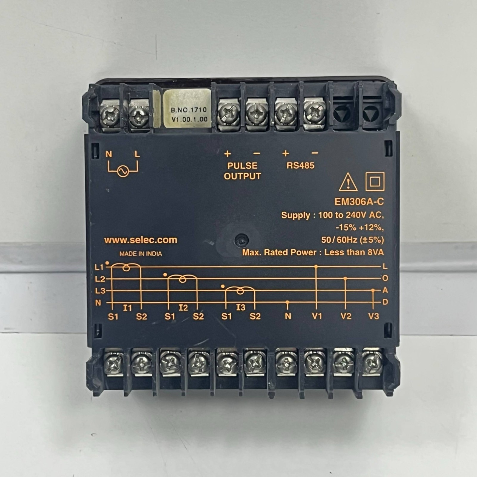 SELEC EM306A 6 DIGIT LED ENERGY METER , UK#396 (TESTED)