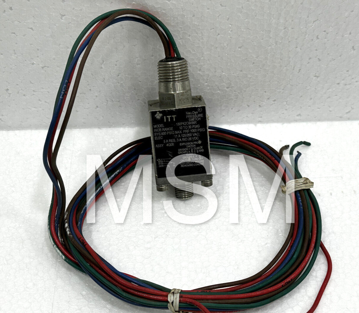 ITT Neo-Dyn 130P42C6HNR Adjustable Pressure Switch Range incr 10 to 30 PSIG