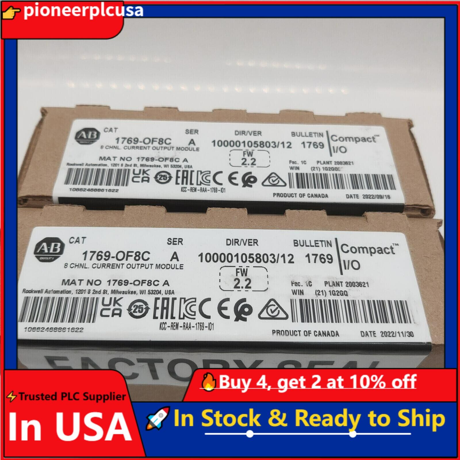 New Factory Sealed AB 1769-OF8C /A CompactLogix 8 Pt A/O Current Module 1769OF8C