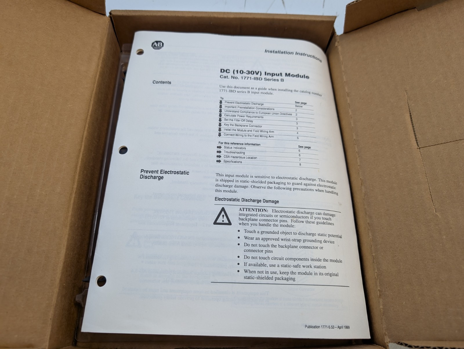 ALLEN-BRADLEY 1771-IBD/B INPUT MODULE SER B 10-30VDC