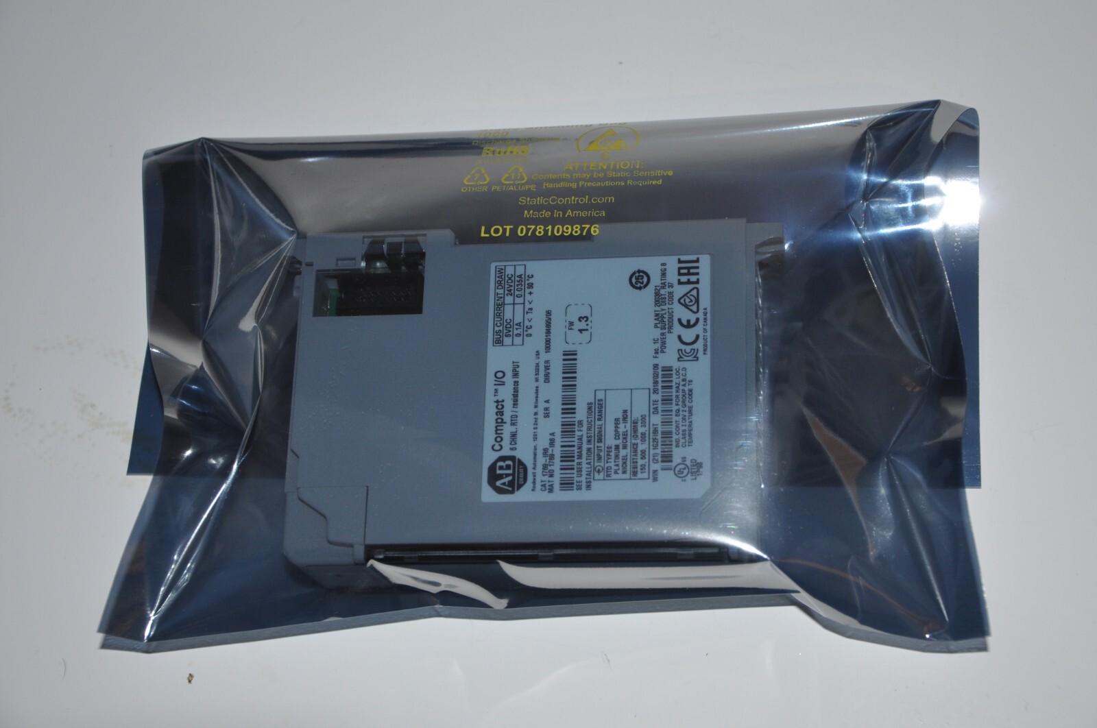 Allen-Bradley 1769-IR6 CompactLogix RTD/Resistance Input Module Rev 1.3 Tested