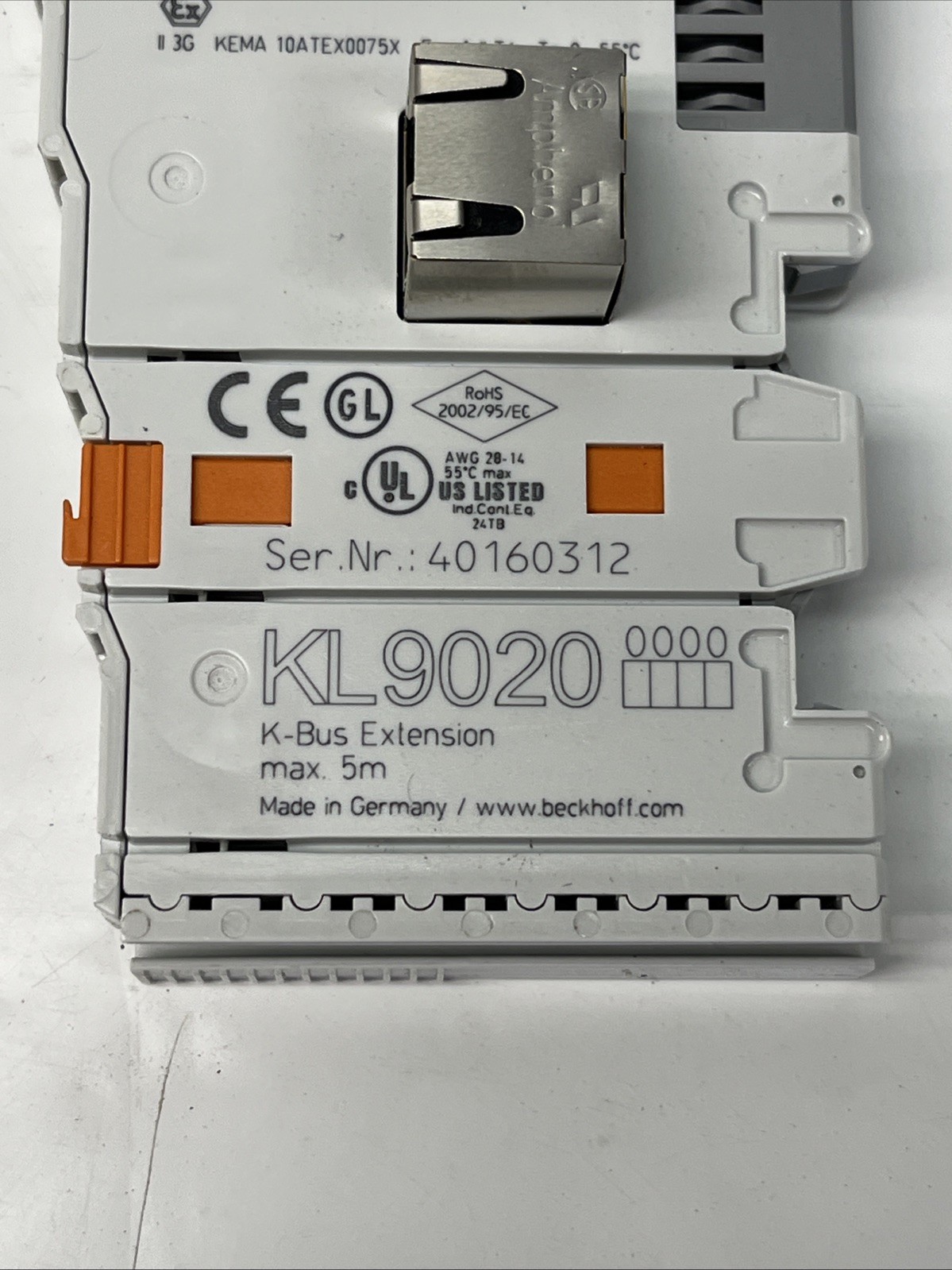(1x each type) BECKHOFF BK9000 Ethernet TCP/IP Bus Coupler, KL9020 terminal/ext