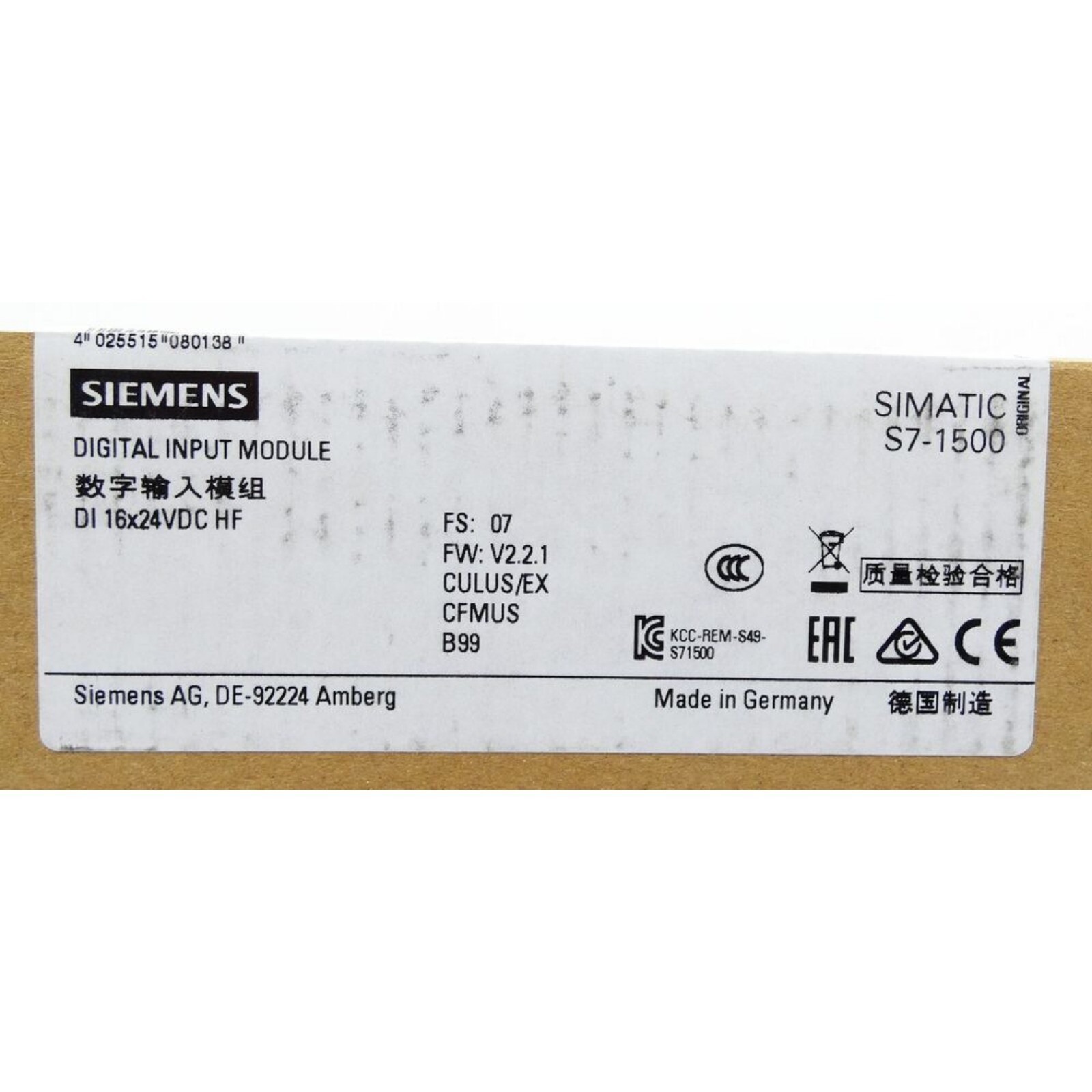 New Siemens 6ES7521-1BH00-0AB0 SIMATIC S7-1500 digital input 6ES7 521-1BH00-0AB0