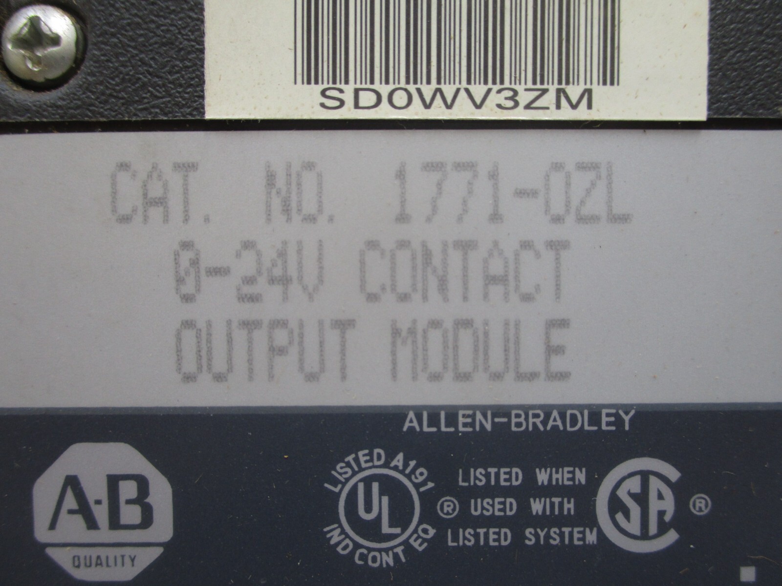NEW Allen Bradley 1771-OZL 0-24V Contact Output Module 1771-0ZL