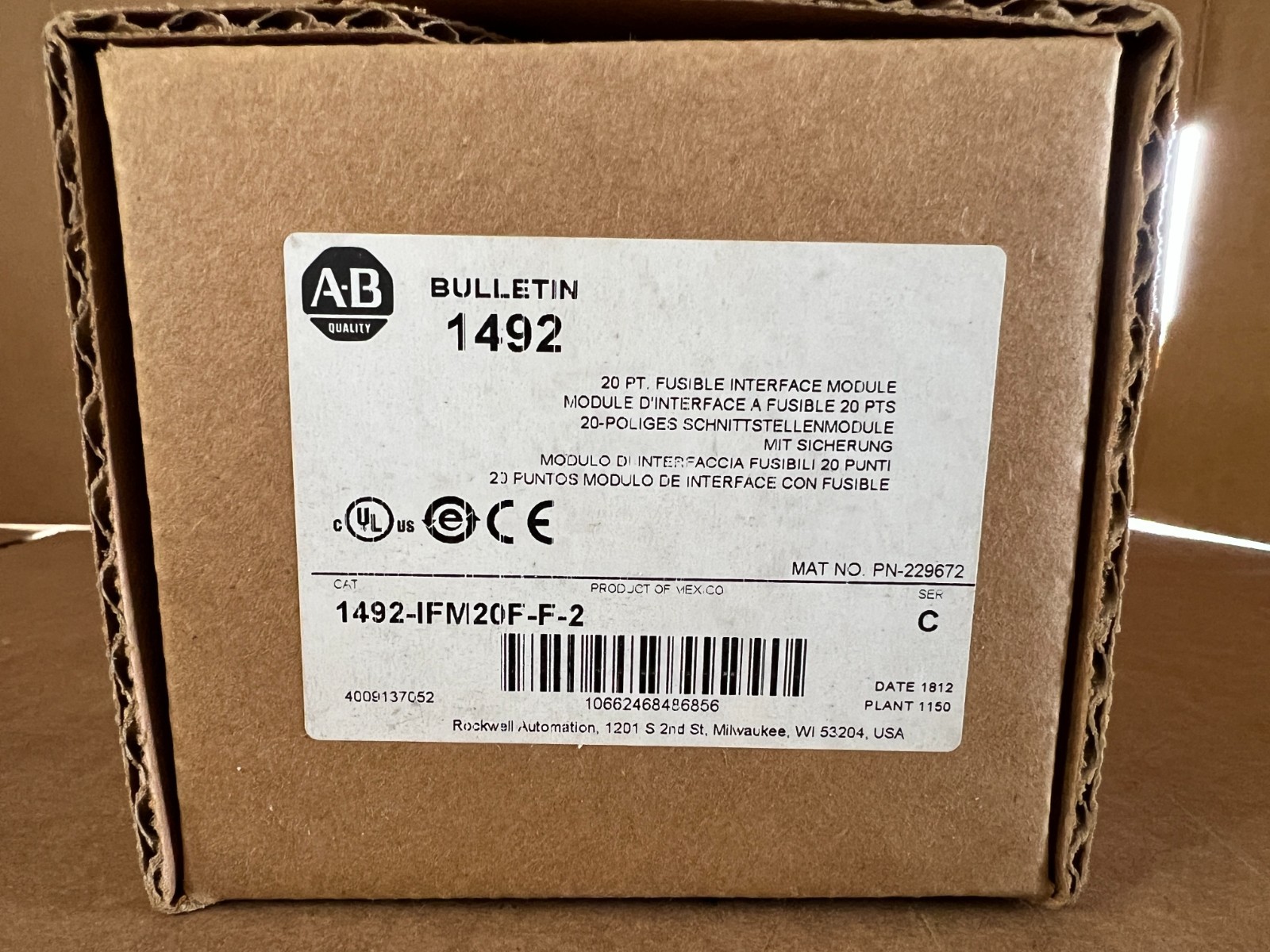 ALLEN BRADLEY, 1492-IFM20F-F-2, SER C, INTERFACE MODULE, NEW! MAKE OFFER!