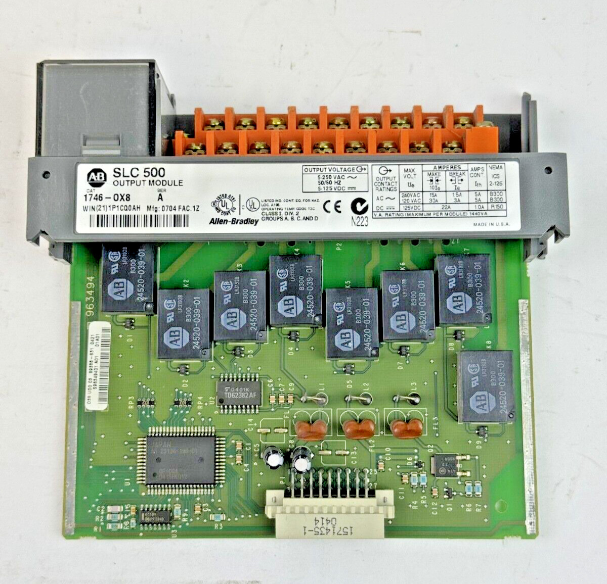 ALLEN-BRADLEY – 1746-OX8 SER A – SLC OUTPUT MODULE – 1746-0X8 **NO DOOR