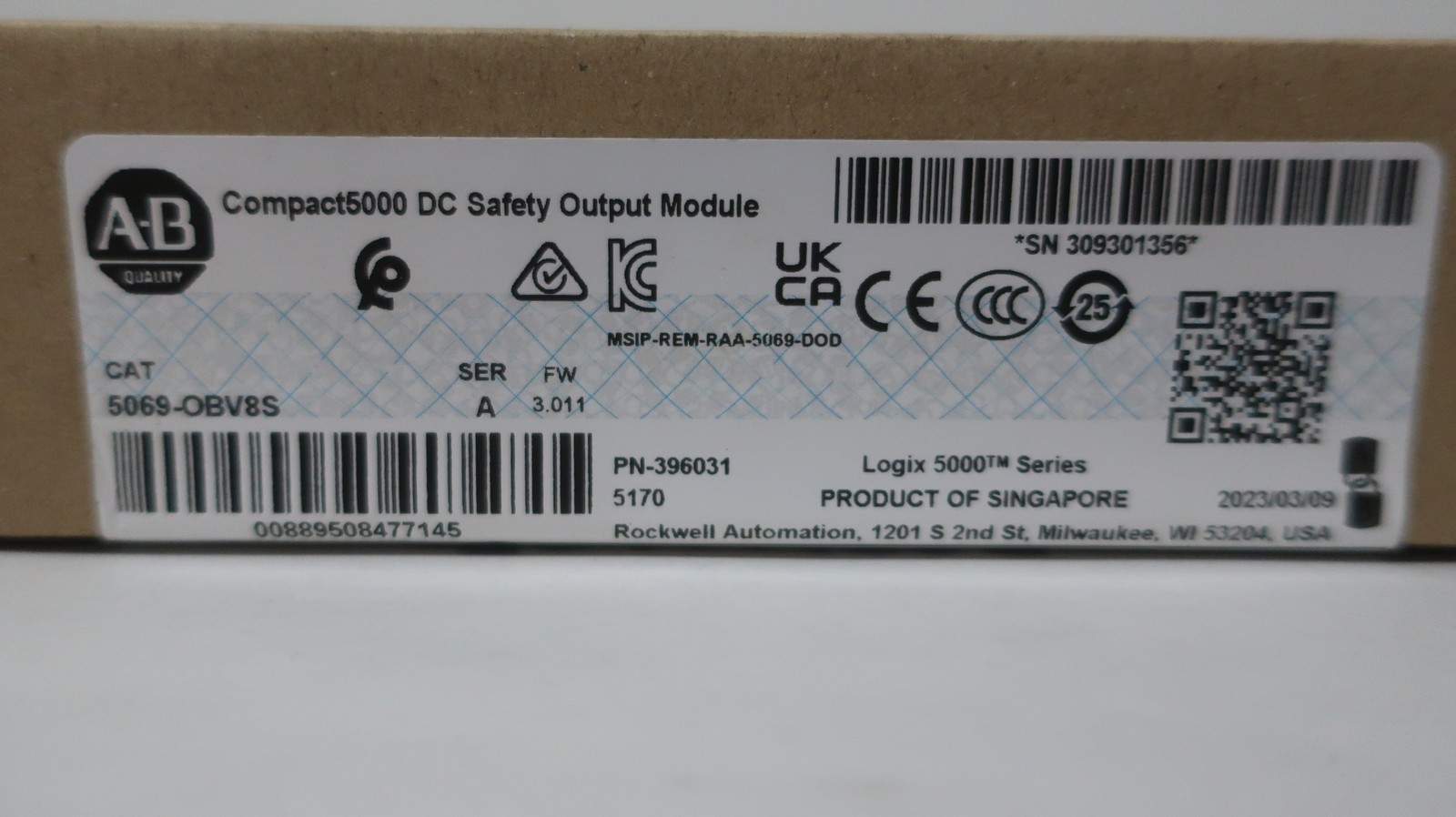 Genuine Allen Bradley 5069-OBV8S Compact 5000 Dc Safety Output Module Ser A