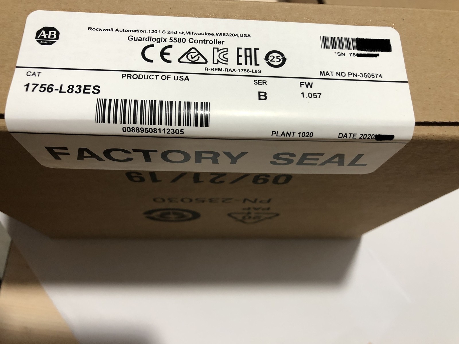 1756-L83ES New Allen Bradley Guardlogix 5580 Controller Ser B FW 1.057