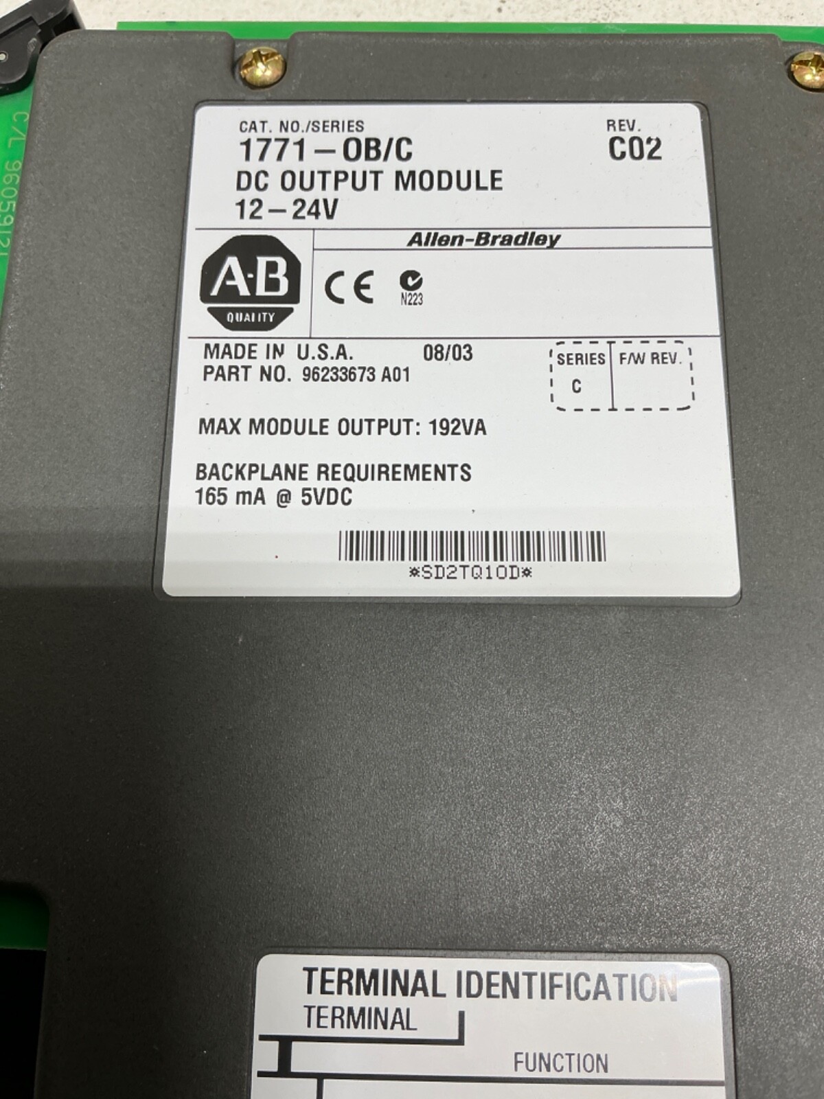 ALLEN-BRADLEY 1771-OB/C SERIES C REV C02 DC OUTPUT MODULE 12-24 V