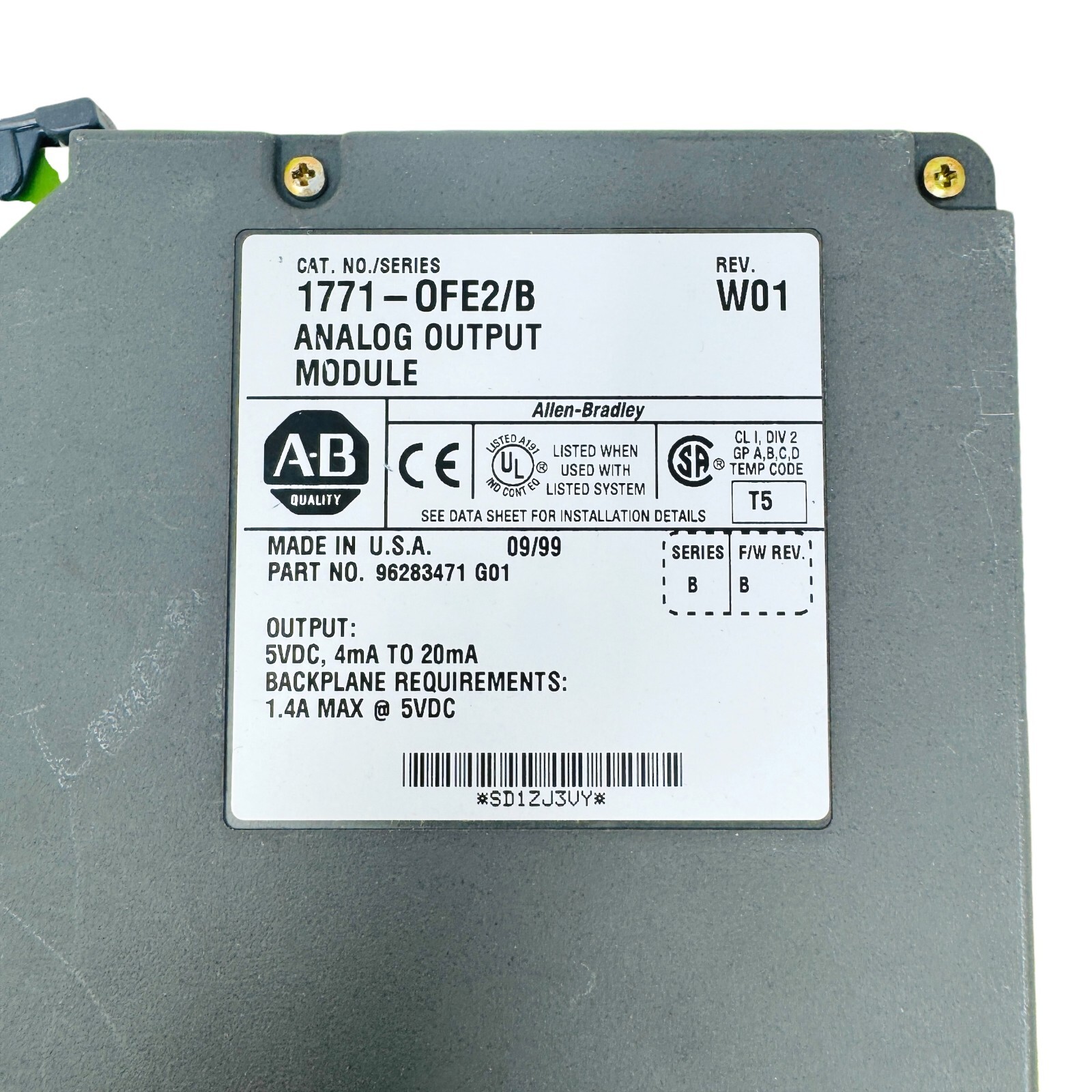 Allen Bradley 1771-OFE2/B Analog Output Module 96283471 Series B Made in USA