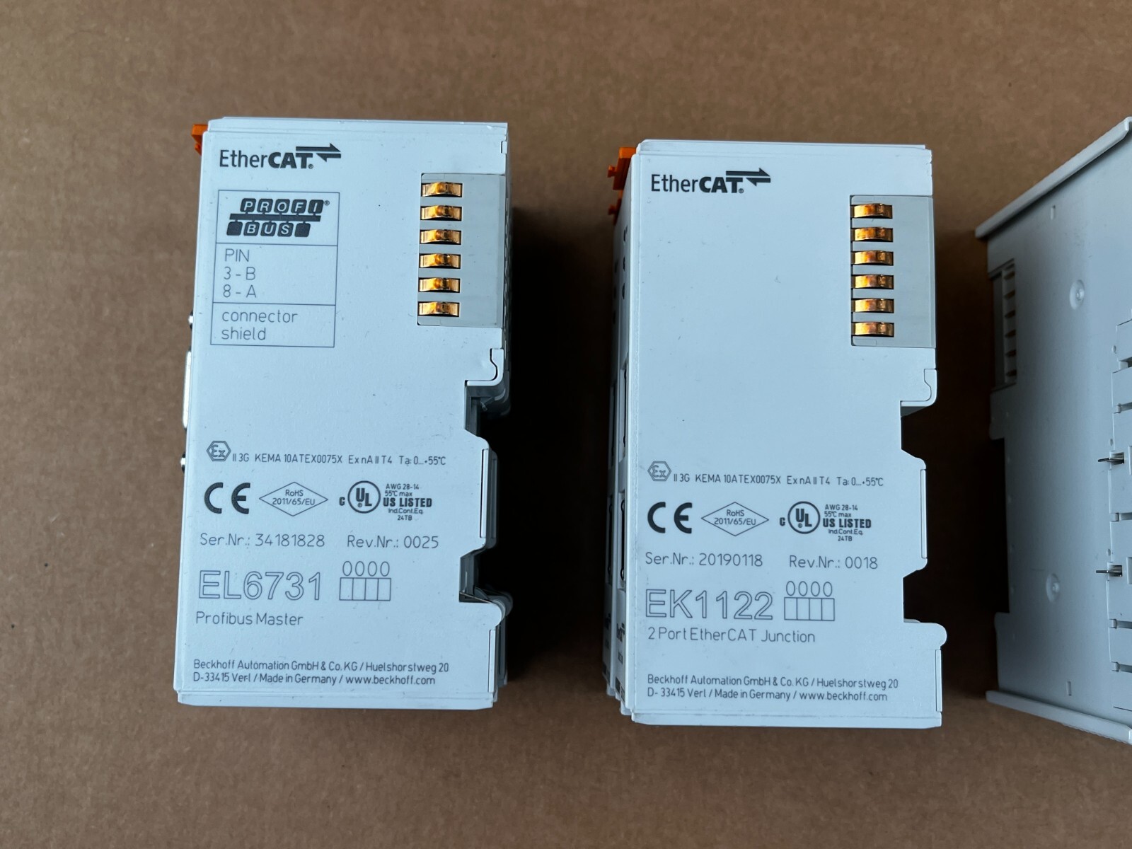 Beckhoff EK1100 Output + 2x EL6731 + 2x EK1122 + EL9410 + EL9210 + EL1819