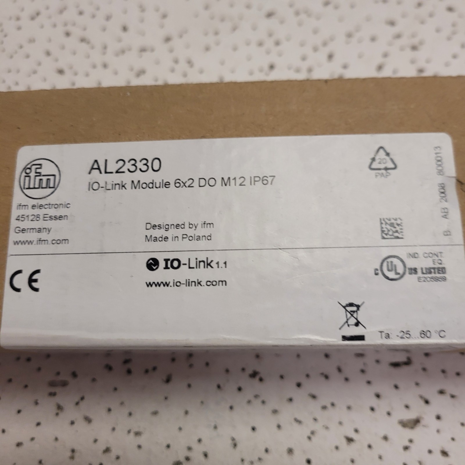 Ifm Efector AL2330 I/o Link Module 6×2 Do M12 Ip67 18-30v-dc