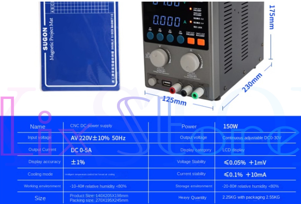 QTY:1 NEW 3005D 5a 150w 220V DC Regulated Power Supply Ammeter