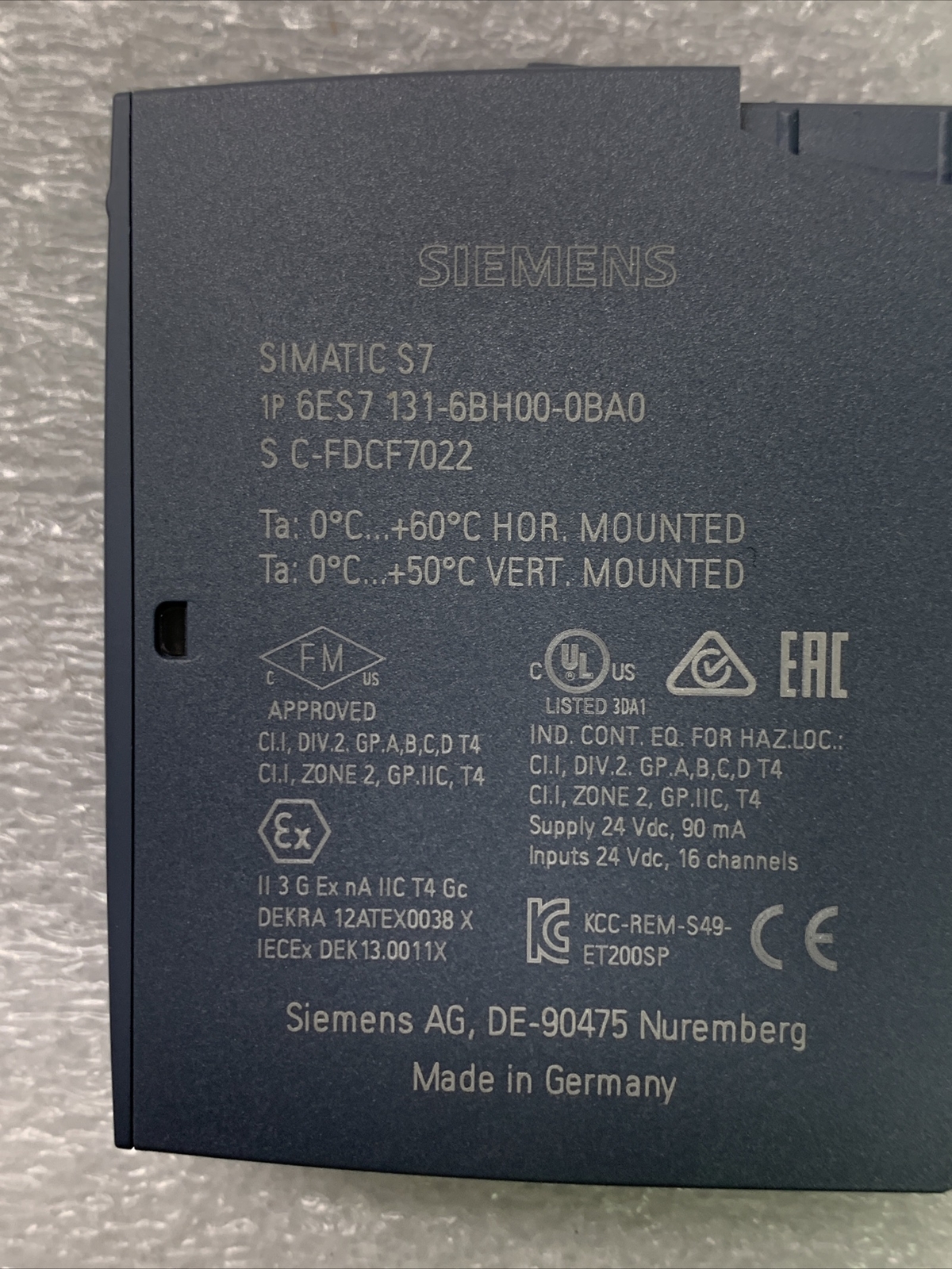 6ES7131-6BH00-0BA0 SIEMENS S7 DIGITAL INPUT MODULE