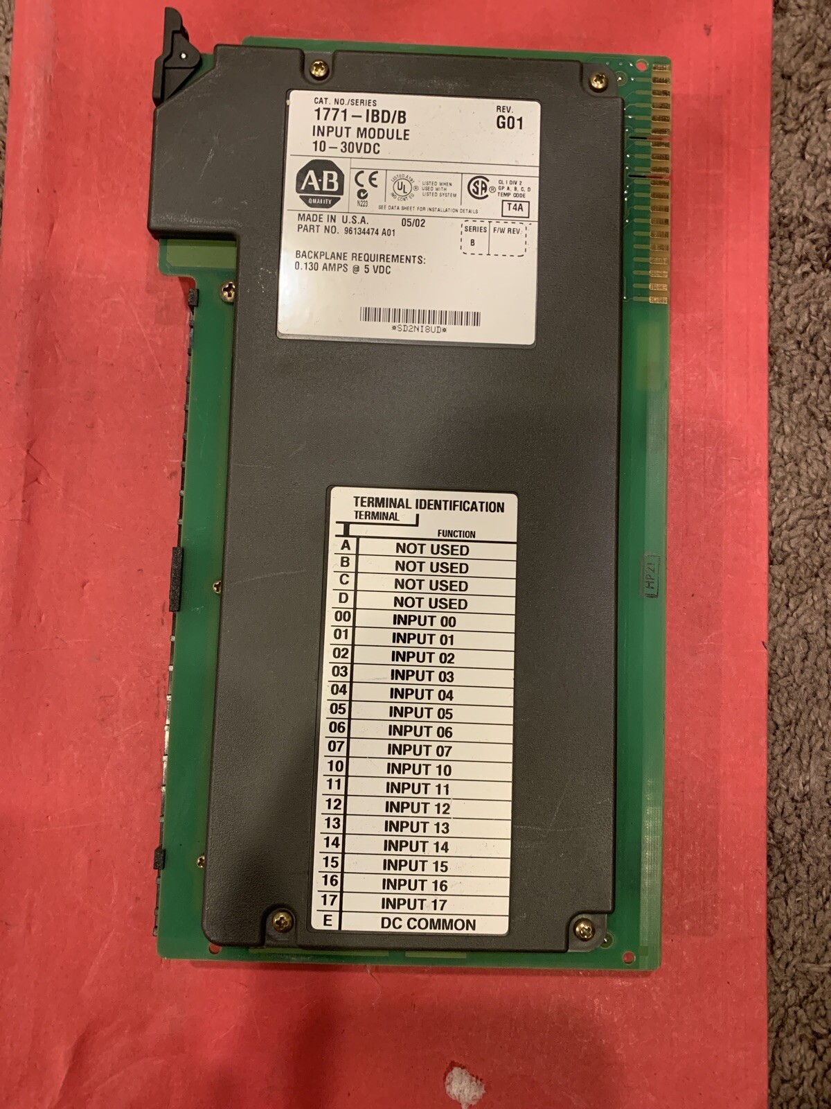 USED Allen Bradley 1771-IBD/B 10-30VDC Output Module Rev. G01 07/02-05/02 date