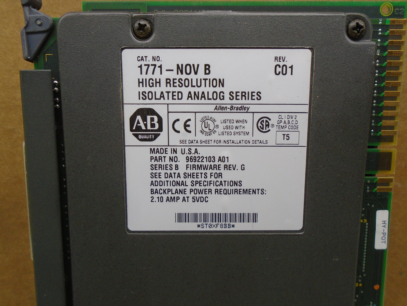 1771-NOV /B Allen Bradley Isolated Analog High Resolution 1771-N0V R6