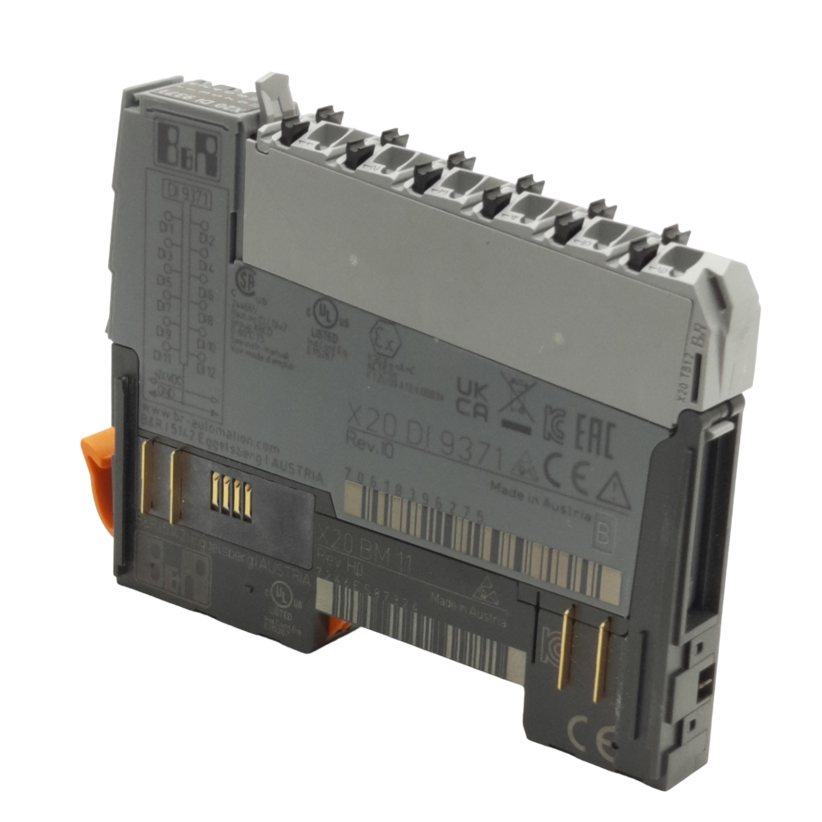 B&R X20DI9371 Digital I/O Module, 12 Digital Inputs, 24VDC Sink 1-Wire