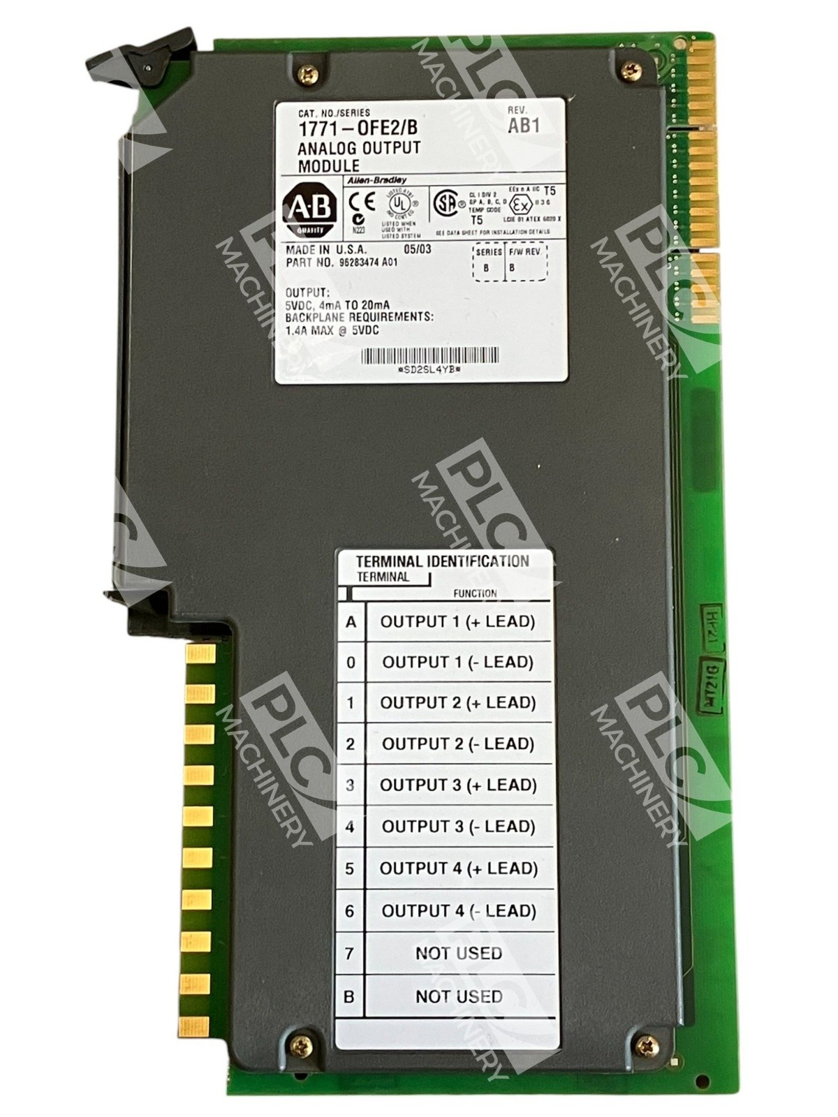 Allen Bradley AB Rev AB1 Analog 12 Bit Output Module 1771-OFE2/B