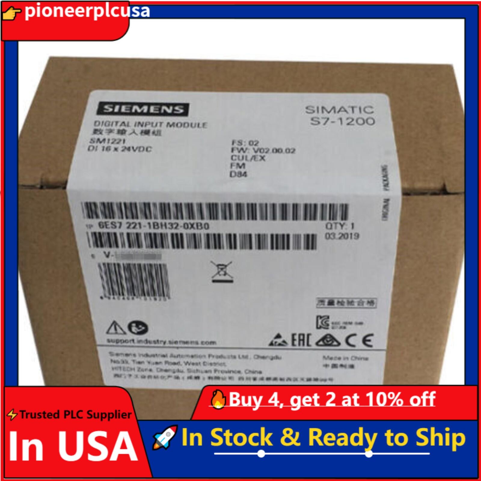 New Siemens 6ES7 221-1BH32-0XB0 6ES7221-1BH32-0XB0 Digital SM 1221 US FREE TAX