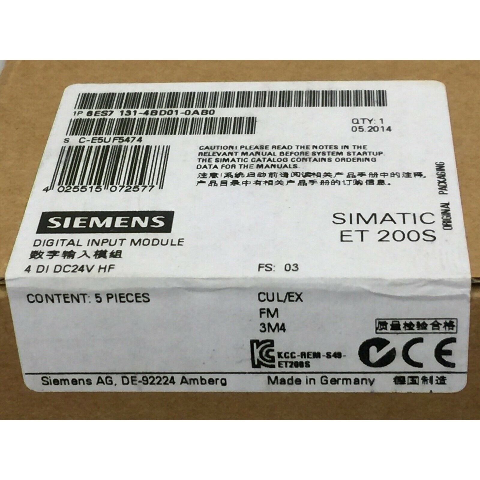 New Siemens electronic modules for ET200S 6ES7131-4BD01-0AB0 6ES7 131-4BD01-0AB0