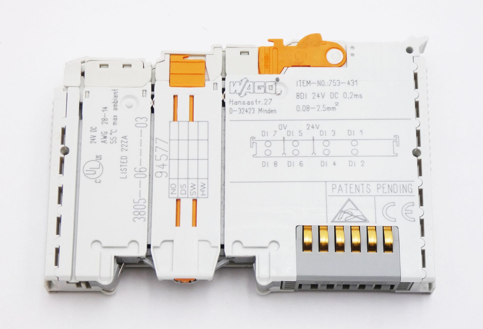 Wago 753-431 8DI 24VDC 0.2ms 0.08-2.5mm² 8-channel digital input -used-