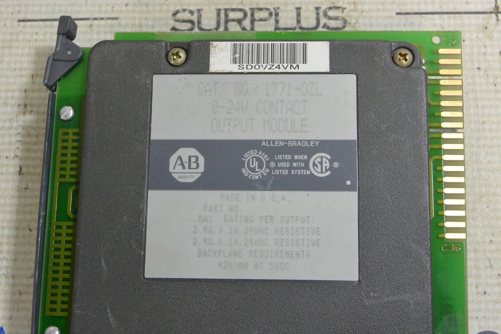 ALLEN BRADLEY 1771-OZL 0-24V CONTACT OUTPUT MODULE
