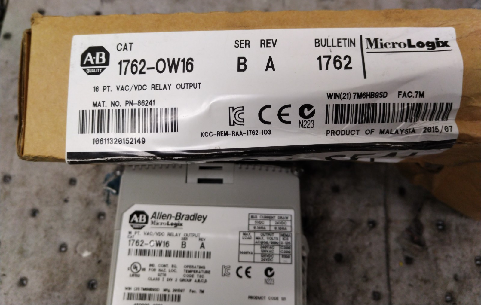 AB, ALLEN-BRADLEY 1762-OW16 MICROLOGIX PLC OUTPUT MODULE, SER. B, REV. A