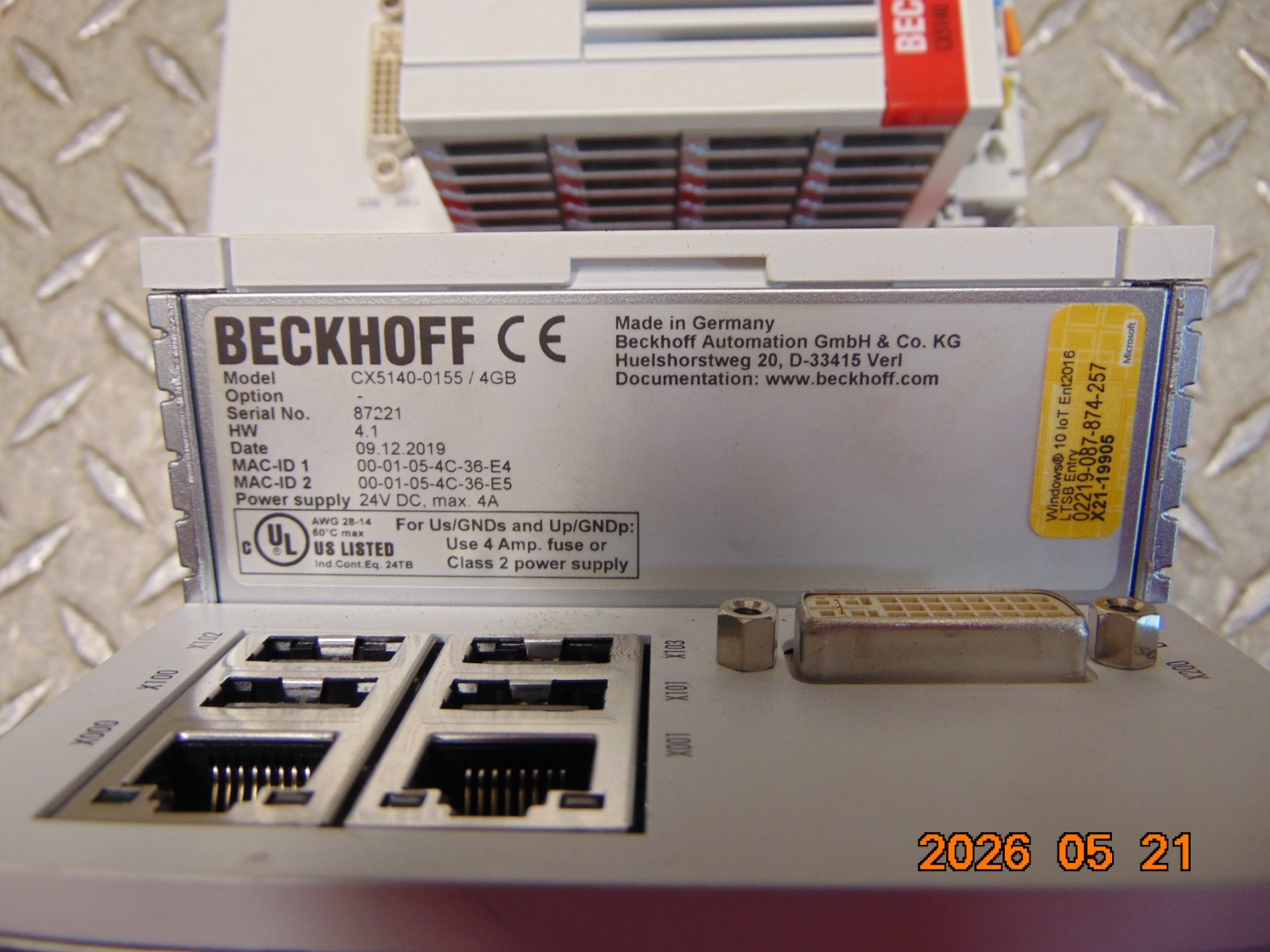 BECKHOFF CX5140-0155 / 4GB CPU MODULE