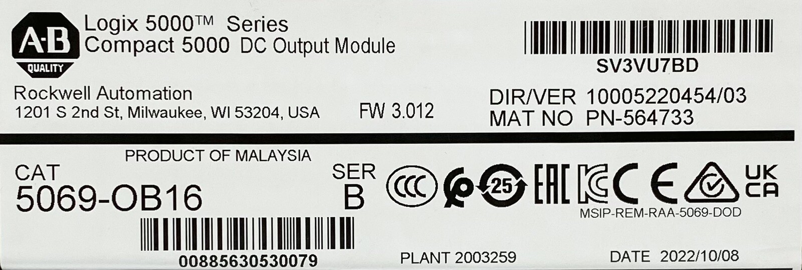 Allen Bradley 5069-OB16 CompactLogix DC Output Module Fast Shipping US Free Tax