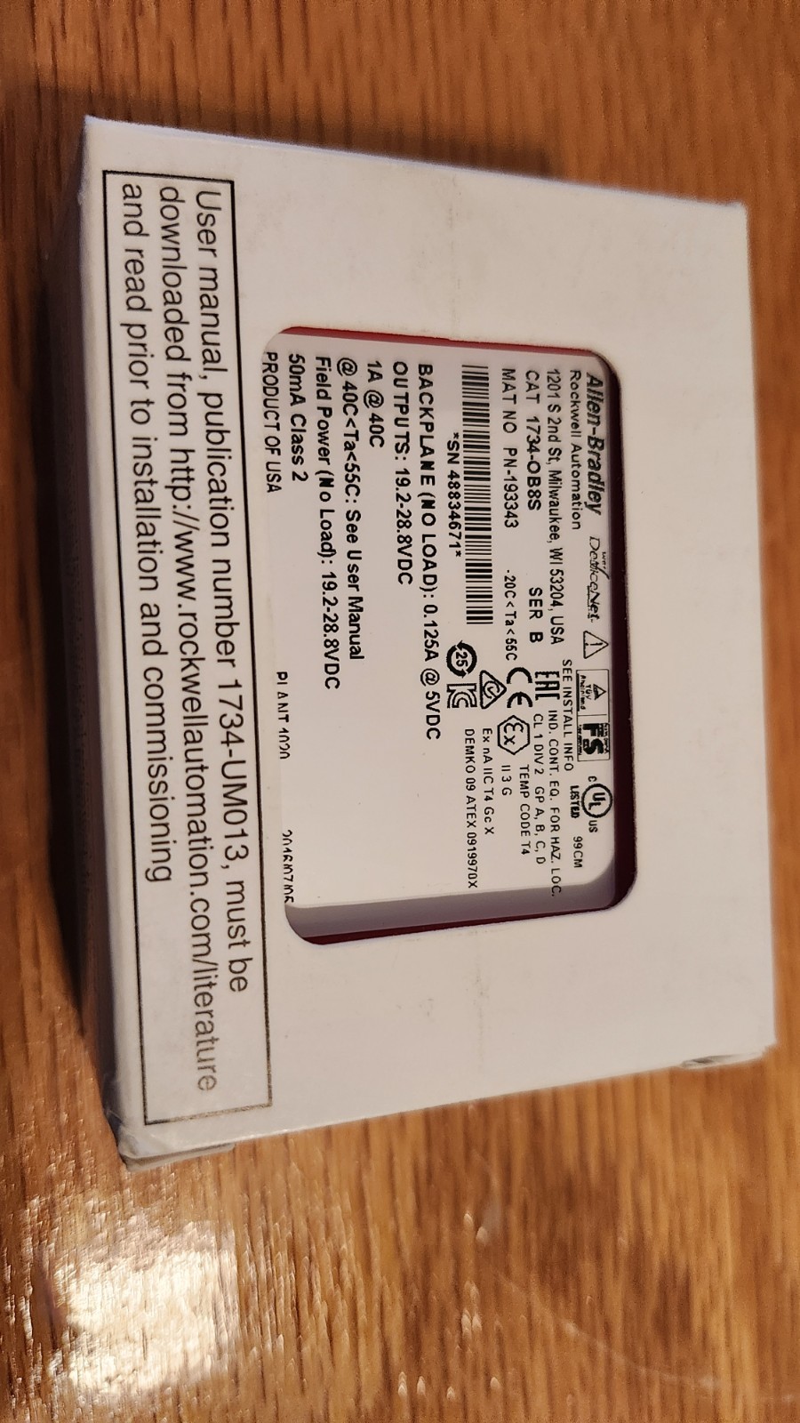 Allen-Bradley 1734-OB8S Ser B 8 Channel Safety Sourcing Output Module New Sealed