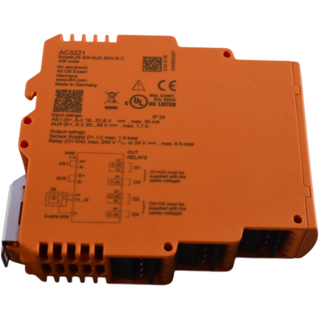 NEW IFM Electronic AC3221 SmartLine AS-i 4DI AUX 4DO R C Relay PLC Module