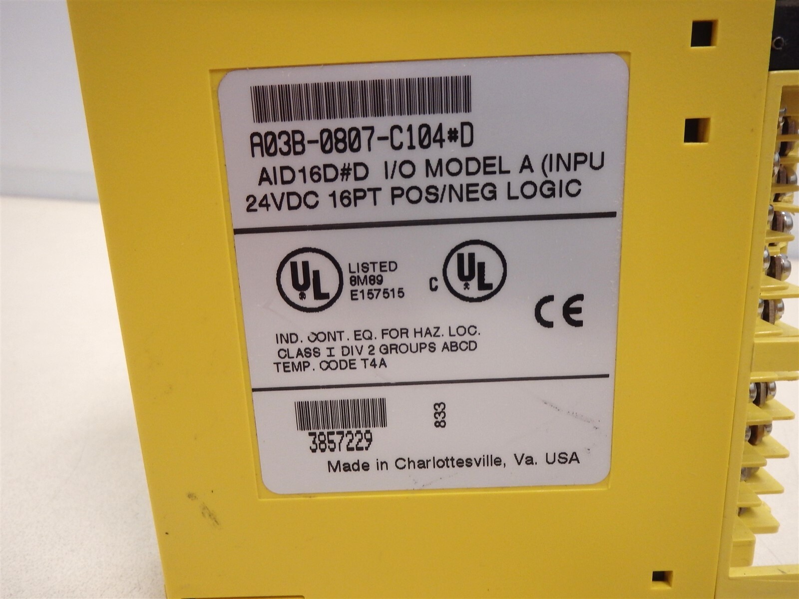 FANUC A03B-0807-C104#D AID16D#D Input Module 24VDC No Door