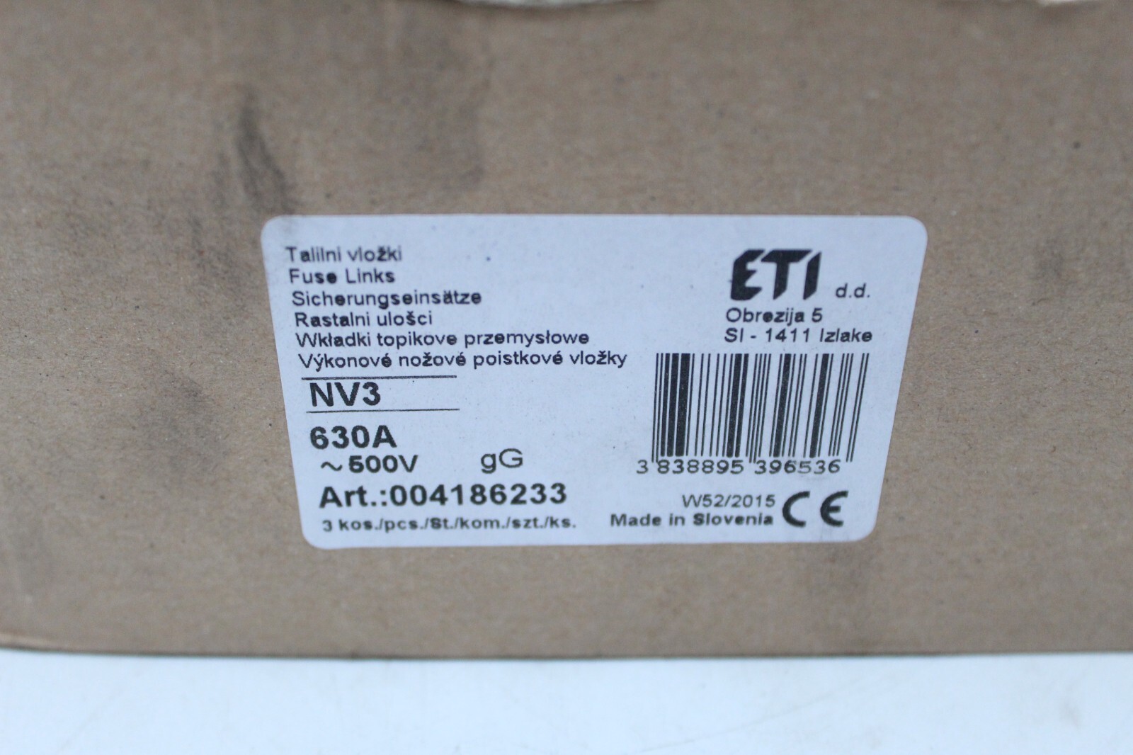 ETI NH fuse NH3 gG 630A/500V 3 pieces as photo