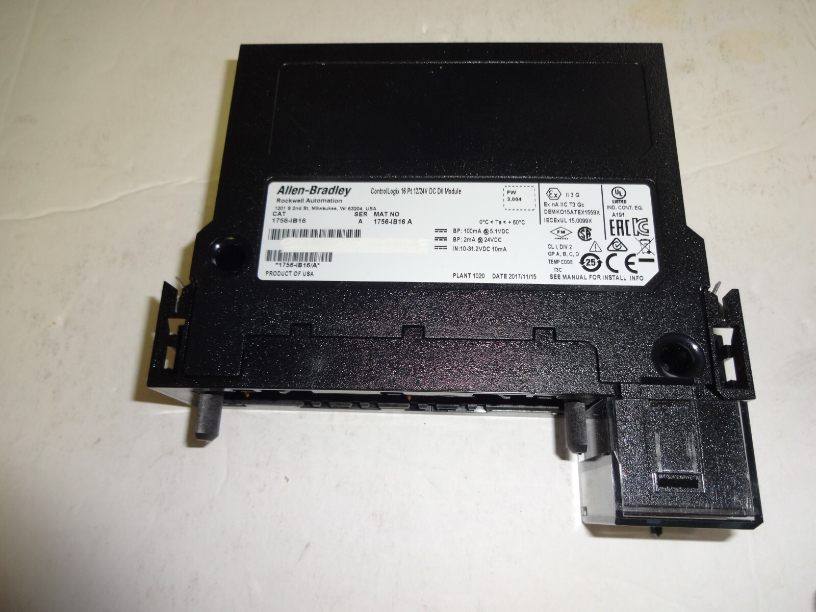 Allen-Bradley 1756-IB16 ControlLogix DC Input Module 16 Pt 24Vdc 2017